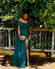 Emerald Green African Druhna Dresses Long 2021 Sexy Off Ramię Czarne Dziewczyny Gościnne Gościnne Suknie Chic Split Vestido De Festa Prom Suknie