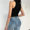 Deep Deep Neck Sexy Sualban Tank Top Donne Summer Crop Tops Rucchizzato con coulisse Black Fashion Skinny Elastic Streetwear 210518