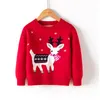 Boże Narodzenie Baby Girls Sweter Jesień Zima Dzieci Knitwear Boys Sweter Cartoon Deer Dzianiny odzież dziecięca 210521