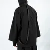 11 bybbの暗い機能性忍者ジャケットコート街路寝室緩いカーディガンウインドブレーカーDarkwear Samurai Kimono Techwear 220301