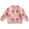 Mönster Baby Jumpsuit Girl Spring and Autumn Sweater Love Print Jacket + Två Piece Suit 210816