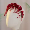 Copricapo originale vino rosso germoglio fiore flower hairband bride toast vestito fasce cinesi accessori da sposa