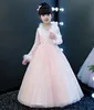 Winter Pink Sleeves Jewel Applique Girl's Pageant Bloem Meisje Jurken Prinses Party Kind Rok Custom