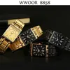 WWOOR Fashion Square Mens Watches Top Brand Luxury Gold Quartz Watch Men Stainless Steel Waterproof Wristwatch Relogio Masculino 210527