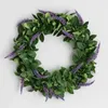 Decorative Flowers & Wreaths Fake Lavender Hanging Wreath Garland For Front Door Christmas Party Wedding Decoration