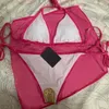 Velvet Bikinis Designer Thong 2023 Brand Brasilian Micro Three Pieces Bikini Set Sexig baddräkt kjol badkläder strandkläder med tag 238U