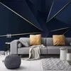 Personalizzato 3D moda luce lusso astratto linea dorata sfondo blu sfondo murale soggiorno tv divano impermeabile