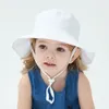 Kids UPF50 Safari Sun Hat Breathable Bucket Summer Play Hats children fabric solid cartoon sunhats 16 styles offer choose6722519