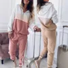 Conjunino Moletom Feminino Lounge Wear Tracksuit Femmes Plus Taille Taille Deux Pieces Pantalons Ensembles Jogging Vetament Loose Costumes Loose Moletom 210819