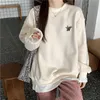 Sudaderas con capucha de gran tamaño de otoño para mujer versión coreana sudadera con capucha Tops estilo callejero bordado de letras jerseys de manga larga 211109