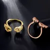 Justerbara ängelvingar Ring Micro Pave Zircon Guldfärg Vinge Charm Open Band Ringar för Kvinnor Vintage Mode Smycken Bröllop Femme Kvinna Present