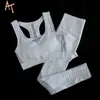 Nahtlose Fitness Gym Sets Aushöhlen Frauen Outfit Sport BH und Laufhose Set Frau 2 Stück Trainingsanzug Workout Kleidung 211105