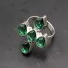 Clusterringe Teardrop Natural Shiny GreenTopaz Magic 925 Sterling Silber Modeschmuck Charms Band Ringgröße 8,5 H276