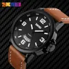 SKMEI Fashion Mens Klockor Top Märke Luxury Watch Män Läderrem 3Bar Vattentät Quartz Armbandsur Relogio Masculino 9115 Q0524