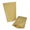 9 * 14cm Doypack Kraft Paper Mylar Storage Bag Ställ upp Aluminium Folie Tea Biscuit Package Peuch DH8475