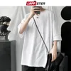 Lappster Mężczyźni Oversized Solid Harajuku Koszulki Pół Rękaw Summer Męskie 9 Kolory Casual Streetwear Tee White Korean T-shirt 210706