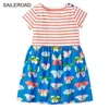 SAILEROAD Baby Girls Summer Kids Clothes Vestidos Princess Vegetables Butterfly Short Sleeves Children Casual Striped Dresses Q0716