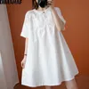 DIMANAF Plus Size Summer Blouse Shirt Women Clothing Lace Floral Spliced Elegant Sexy Lady Tops Tunic Loose Shirt Dress Big Size 210721