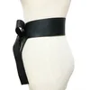 Cinture Donna Fiocco Irregolare con Lacci in Pelle PU Nero Cintura Donna Abbigliamento Accsori Fashi