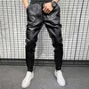 Winter dikke warme pu lederen broek mannen kleding eenvoudige grote zak winddichte casual motorfiets broek zwart plus size 2111110