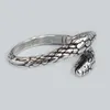 Anelli di serpente a doppia testa ridimensionabili di apertura da uomo vintage da donna 925 gioielli in argento punk hip-hop rap cultura rock animali forma anello