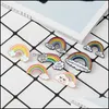 Alfileres, broches Joyas Dibujos animados Arco iris y nubes Esmalte para mujeres Hombres Colección para niños Moda Metal Solapa Insignia Broche Prendedores Regalos Drop Deliv