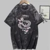 Dragon Anime Short Sleeve O-Neck Tie Dye Casual Loose Uniex T-shirt Y0809