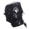 Latex Leather HeadGear Mask Hood Oplofold Role Graj Kostiumy Erotyczne Pełna Okładka Bondage Head Helness Sex Zabawki