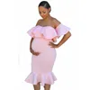 Kapalı Omuz Annelik Elbiseleri Fotoğraf Çekimi Annelik Fotoğrafçılık Sahne Elbiseler için Hamile Kadınlar Giysileri Gebelik Elbiseler Y0924