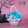 HD 7 Cores Cristal Rosas Estatuetas Cesta Flor Collectibles Art Vidro Artesanato Porch Ornamentos Para Casa Decoração Presente de Casamento 210318