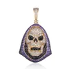 Pendant Necklaces 100% Micro Zircon Hip Hop Halloween Skull Ghost Necklace For Men Jewelry Party Custom Accept Bling