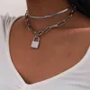 Purui Goth Lock Hängsmycke Halsband för kvinnor Paperclip Neckalce Snake Kedjor på Neck Choker Bijoux Kvinna Smycken