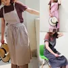 Nordic Women Lady Skirt Style Collect Waist Cute Dress Restaurant Coffee Shop Home Kitchen For Cooking Cotton Apron 3 Colour 210629