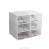 6Pcs Plastic Shoe Box Stackable Foldable Shoe Organizer Drawer Storage Case Flipping Clear Ladies 33.5x23.5x13cm D08 20 Dropship 210609