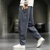 Heren Harem Broek Drop Crotch Pockets Joggers 2021 Solid Casual Broek Mannen Losse Hip Hop Baggy Katoen Linnen Wide Been Broek Y0927