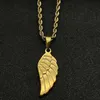 Pendant Necklaces Hip Hop Vintage Stainless Steel Angel Wing Necklace Women Men 3mm 20inches Rope Chain Jewelry Valentine Gift