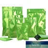 도매 100pcs 광택 인상적인 녹색 호 일 지퍼 잠금 선물 가방 보석 스낵 비즈 향신료 시리얼 샴푸 비누 포장 가방 공장 가격 전문가 디자인 품질