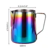 Mleko Piotra dzbanka Dzbanek dla Latte Art, Kolor Rainbow Color Ze Stali Nierdzewnej Espresso Creamer Frothing Cup, 350 lub 600ml