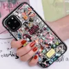 Luxury Cartoon Scrawl Creative Design Fodraler Stitch Glitter Diamond Bumper TPU Väska till iPhone 12 11 Pro XR XS Max X 8 7 6 SE2