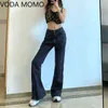 Casual Solid Flare Jeans Vrouw voor Meisjes Vrouwelijke Mode Dames Vintage Denim Broek Hoge getailleerde Broek Harajuku Capris 211112