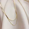 High Grade Korean Gold Fine Jewelry 14k Fairy Double Layered Chains Choker Necklace Gift For Women Chokers