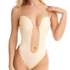 Mulher profunda v bodysuit transparente alça sem encolhe tanga tanga push up acolchoado sutiã corpo shaper shaper shapers mulheres