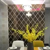 Duvar Çıkartmaları 3D Elmas Dekoratif Ayna Sticker DIY Ev Dekorasyon TV Arka Plan Odası Dekor Çıkartmaları Akrilik Yüzey