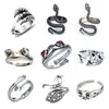 Wholesale 12pcs / Lots Punk Animal Band Rings Set Silver Plated Opening Adjustable Motorcycle Jewelry Yao