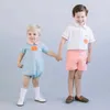 2pcs ensembles de vêtements espagnols pour enfant en bas âge garçon boutique barboteuse bébé costumes smockés garçons vêtements de coton d'été costume tenue de frère 210615