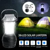 Lampe solaire d'urgence rechargeable par USB 36LED pour le camping, la randonnée, la pêche