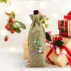 DIY linho Burlap Bags Diamante Vinhos de Natal Saco de Presente Garrafa com cordão Tag Rope Reusável Merry Garrafas de vinho de Xmas capas para armazenamento HH21-841