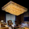 Nowoczesna atmosfera Golden Ledcrystal Sufit Lampy Lampy Lampa Lampa LED Restauracja Prostokąt Salon Żyrandol Droplight