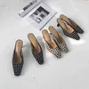 Vrouwen Slippers Ronde Teen Retro Stijl Dunne Hoge Hakken Slides Muilezels Schoenen Slip op Zomer Jurk Schoenen Vrouw Zwarte Mode Pumps 210513