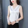 Sexy V-Neck Korean Fashion Silk Women Tank Top Lace Satin Sleeveless s Tops Plus Size XXXXL Black for 210507